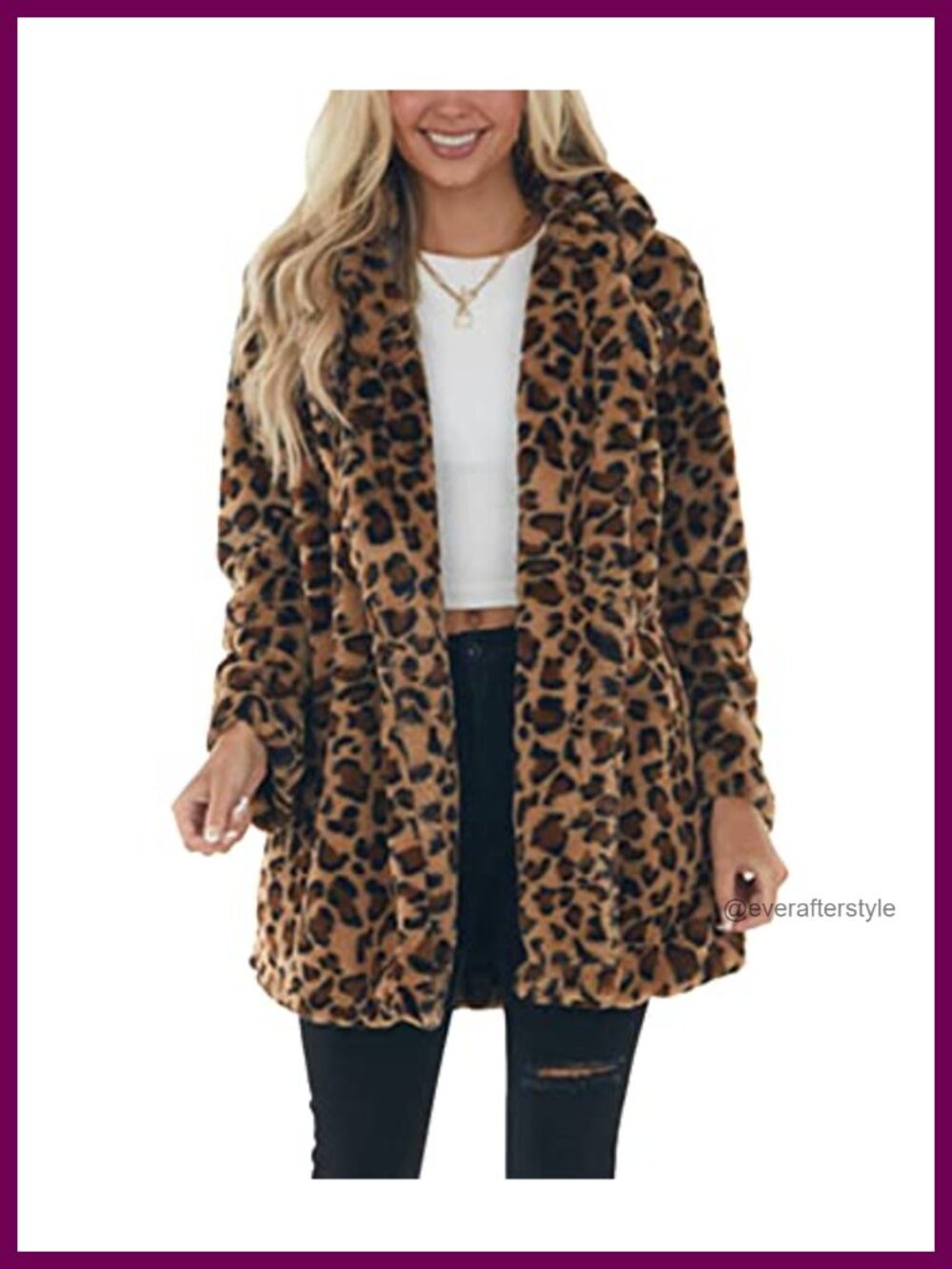 Faux Fur Leopard Coat – Fluffy Fleece Jacket, Warm Winter Outerwear